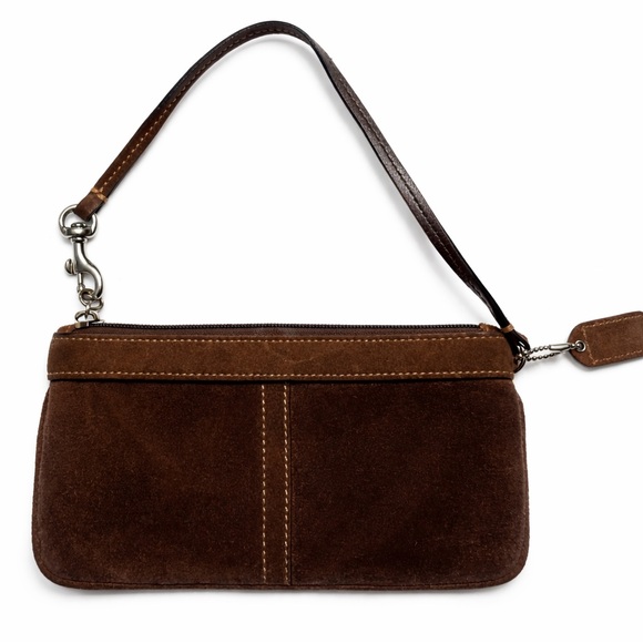 Authentic Coach Y2K Brown Suede Wristlet – Vintage 2000s – Leather Trim - Picture 2 of 3